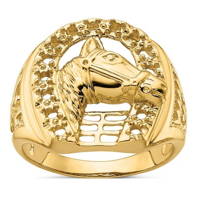 Men's 14K Yellow Gold Horseshoe Ring Mounting