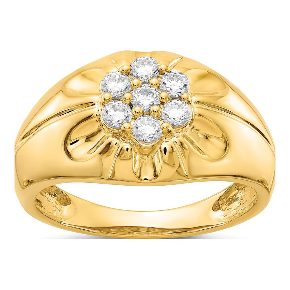 Men's 14K Yellow Gold 3/4 ct tw Diamond Cluster Ring