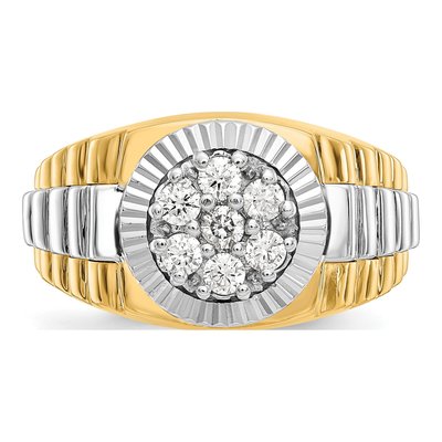 Men's 14K Two-Tone Gold 1/2 ct tw Lab-Grown Diamond Cluster Ring – view 5