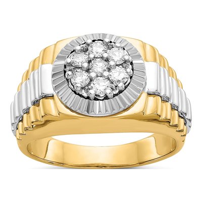 Men's 14K Two-Tone Gold 1/2 ct tw Lab-Grown Diamond Cluster Ring