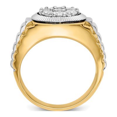 Men's 14K Two-Tone Gold 1 ct tw Lab-Grown Diamond Ridged Ring – view 3