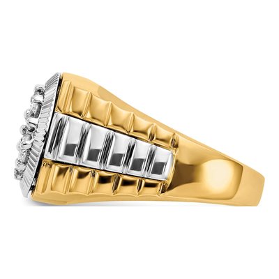 Men's 14K Two-Tone Gold 1 ct tw Lab-Grown Diamond Ridged Ring – view 4