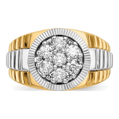 Men's 14K Two-Tone Gold 1 ct tw Lab-Grown Diamond Ridged Ring – view 5