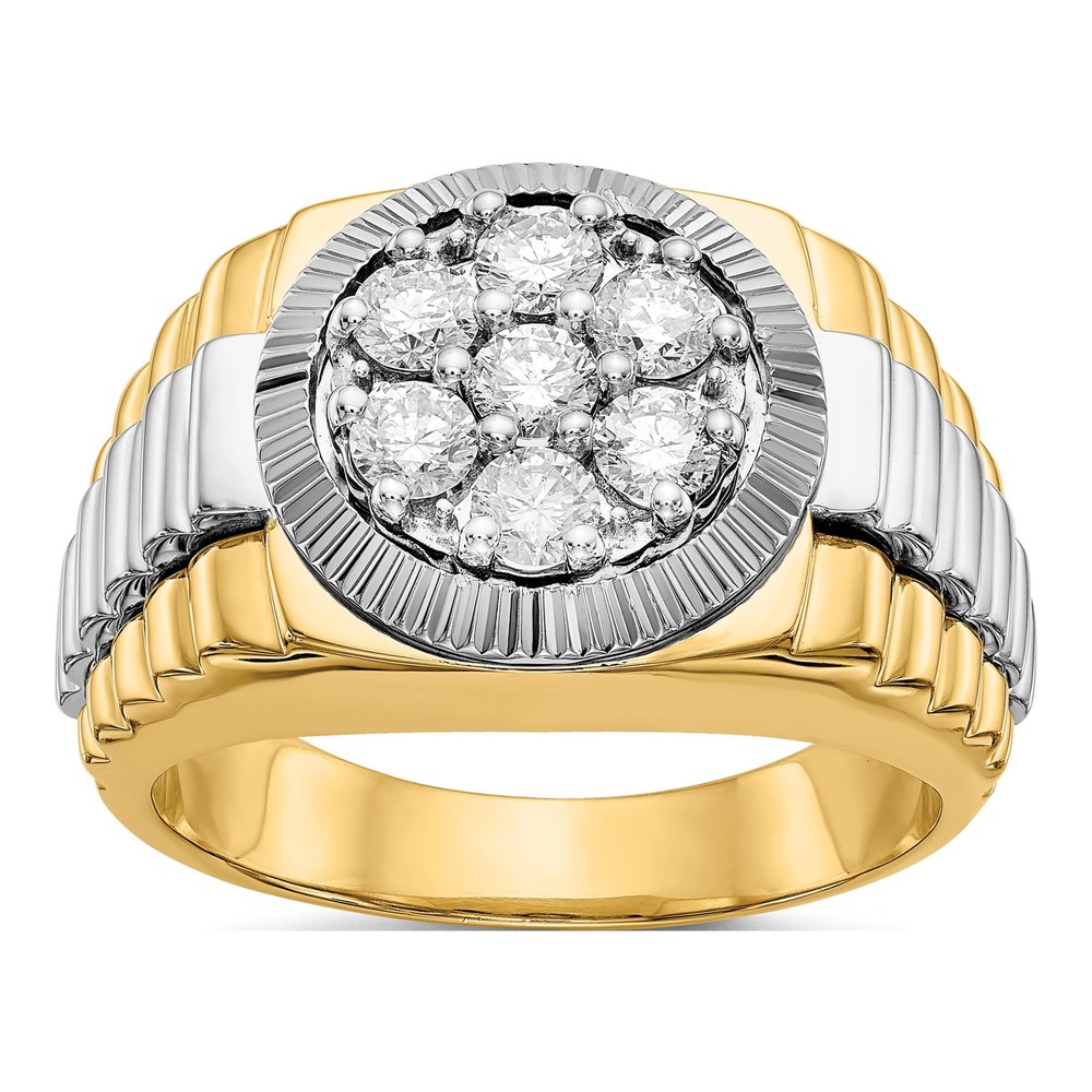 Men's 14K Two-Tone Gold 1 ct tw Lab-Grown Diamond Ridged Ring