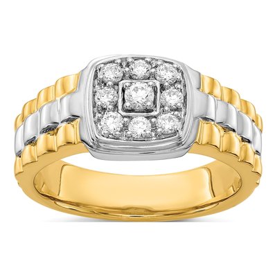 Men's 14K Two-Tone Gold 3/8 ct tw Lab-Grown Diamond Cluster Ring