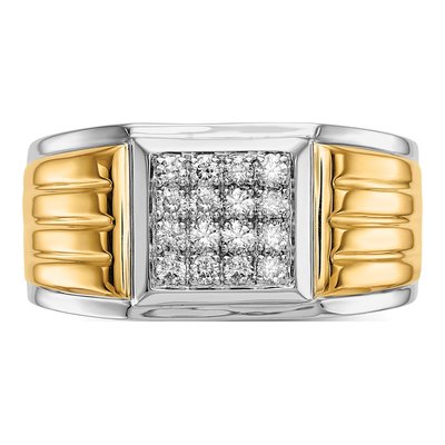 Men's 14K Two-Tone Gold 3/8 ct tw Lab-Grown Diamond Cluster Ring – view 5