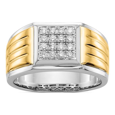 Men's 14K Two-Tone Gold 3/8 ct tw Lab-Grown Diamond Cluster Ring