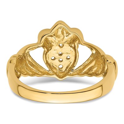 Men's 14K Yellow Gold Claddagh Ring Mounting – view 5