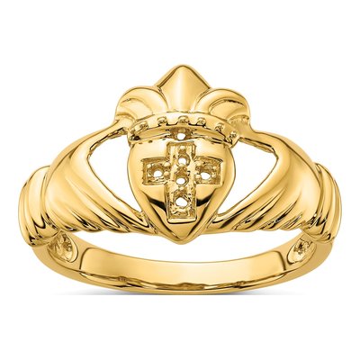 Men's 14K Yellow Gold Claddagh Ring Mounting