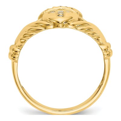 Men's 14K Yellow Gold 1/20 ct tw Diamond Claddagh Ring – view 3