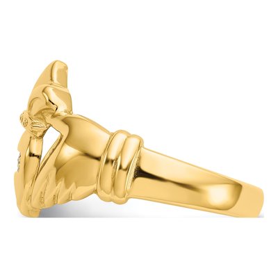Men's 14K Yellow Gold 1/20 ct tw Diamond Claddagh Ring – view 4