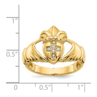 Men's 14K Yellow Gold 1/20 ct tw Diamond Claddagh Ring – view 6
