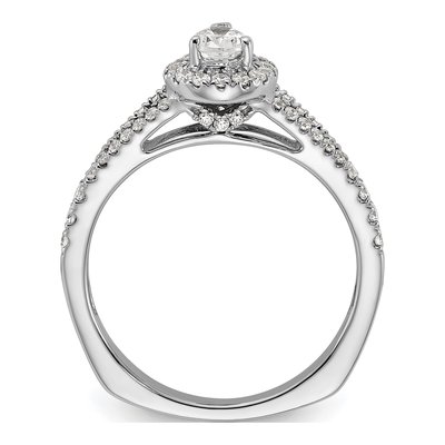 14K White Gold Diamond Halo Engagement Ring Semi-Mount – view 2