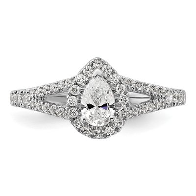 14K White Gold Diamond Halo Engagement Ring Semi-Mount – view 4