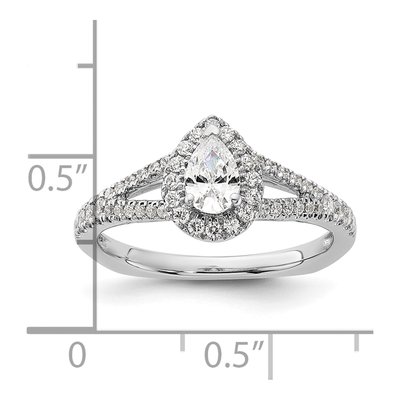 14K White Gold Diamond Halo Engagement Ring Semi-Mount – view 7