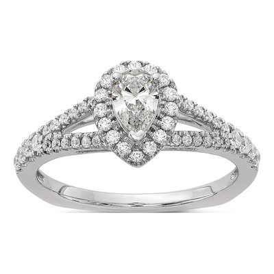 14K White Gold Diamond Halo Engagement Ring Semi-Mount – view 8