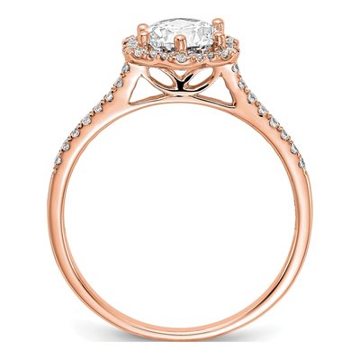 14K Rose Gold Hexagon Halo Diamond Setting Engagement Ring Semi-Mount – view 2