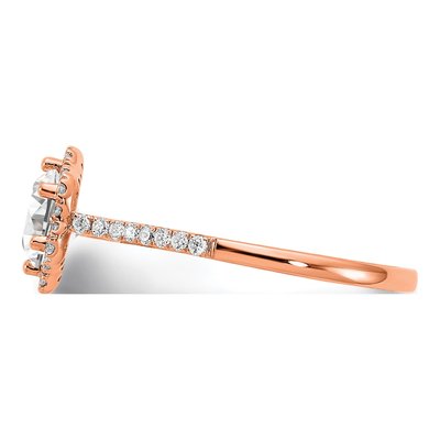 14K Rose Gold Hexagon Halo Diamond Setting Engagement Ring Semi-Mount – view 3