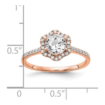 14K Rose Gold Hexagon Halo Diamond Setting Engagement Ring Semi-Mount – view 4