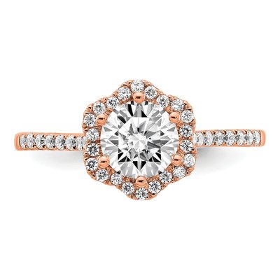 14K Rose Gold Hexagon Halo Diamond Setting Engagement Ring Semi-Mount – view 6