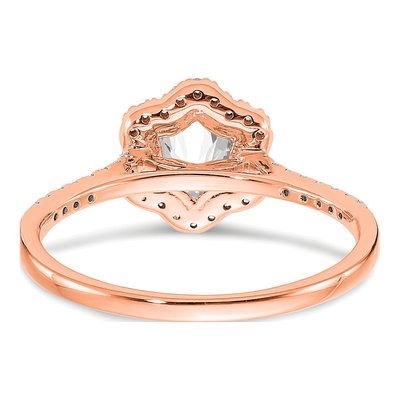 14K Rose Gold Hexagon Halo Diamond Setting Engagement Ring Semi-Mount – view 7