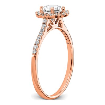 14K Rose Gold Hexagon Halo Diamond Setting Engagement Ring Semi-Mount – view 8