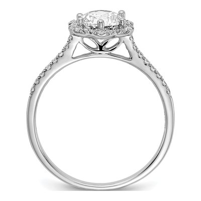 14K White Gold Hexagon Halo Engagement Ring Semi-Mount – view 2
