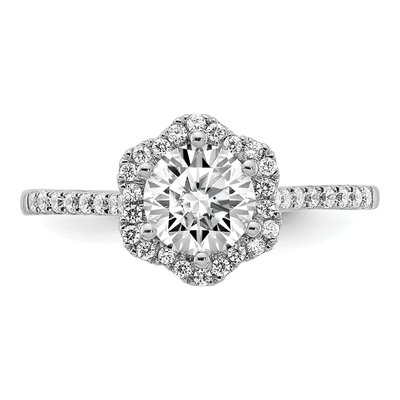 14K White Gold Hexagon Halo Engagement Ring Semi-Mount – view 4