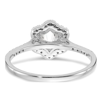 14K White Gold Hexagon Halo Engagement Ring Semi-Mount – view 5