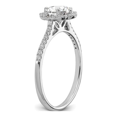 14K White Gold Hexagon Halo Engagement Ring Semi-Mount – view 6