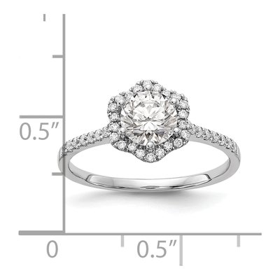 14K White Gold Hexagon Halo Engagement Ring Semi-Mount – view 7