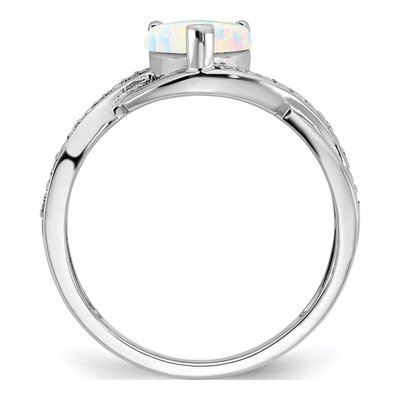 14K White Gold 1/20 ct tw Lab-Created Opal & Diamond Heart Ring – view 2