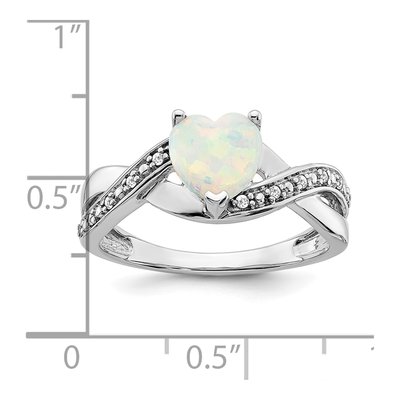 14K White Gold 1/20 ct tw Lab-Created Opal & Diamond Heart Ring – view 3