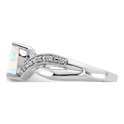 14K White Gold 1/20 ct tw Lab-Created Opal & Diamond Heart Ring – view 4