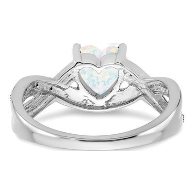 14K White Gold 1/20 ct tw Lab-Created Opal & Diamond Heart Ring – view 6