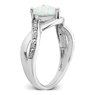 14K White Gold 1/20 ct tw Lab-Created Opal & Diamond Heart Ring – view 7