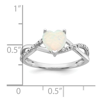 14K White Gold 1/20 ct tw Lab-Created Opal & Diamond Heart Ring – view 2