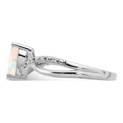 14K White Gold 1/20 ct tw Lab-Created Opal & Diamond Heart Ring – view 3