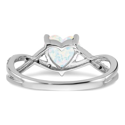 14K White Gold 1/20 ct tw Lab-Created Opal & Diamond Heart Ring – view 5