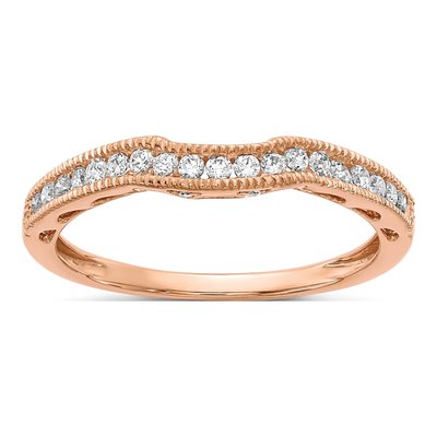 10K Rose Gold 1/4 ct tw Lab-Grown Diamond Contoured Wedding Band