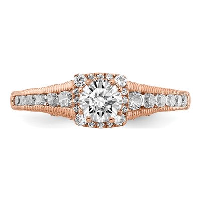 14K Rose Gold 7/8 ct tw Lab-Grown Diamond Halo Engagement Promise Ring – view 4