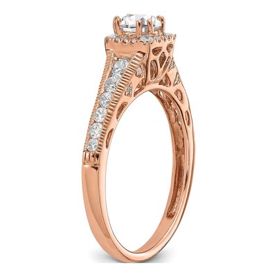14K Rose Gold 7/8 ct tw Lab-Grown Diamond Halo Engagement Promise Ring – view 6