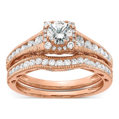 14K Rose Gold 7/8 ct tw Lab-Grown Diamond Halo Engagement Promise Ring – view 7