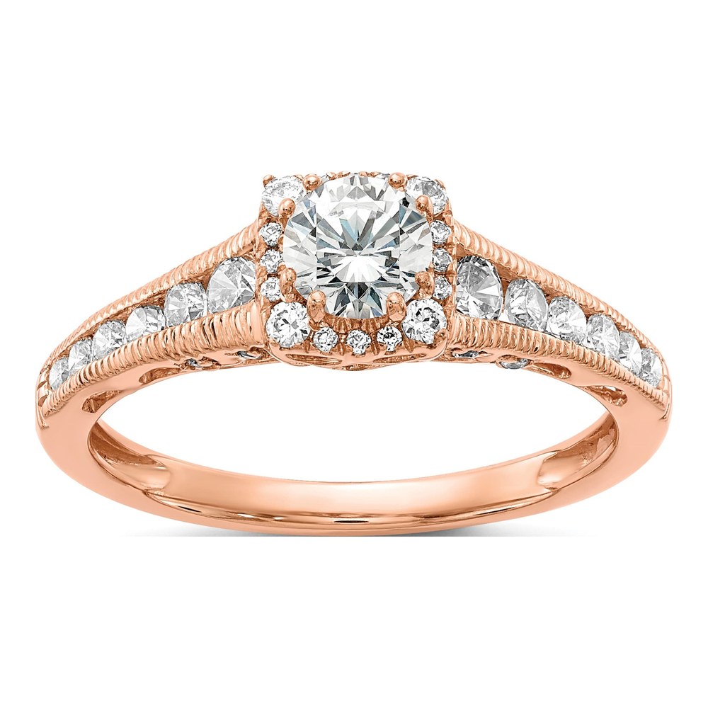 14K Rose Gold 7/8 ct tw Lab-Grown Diamond Halo Engagement Promise Ring