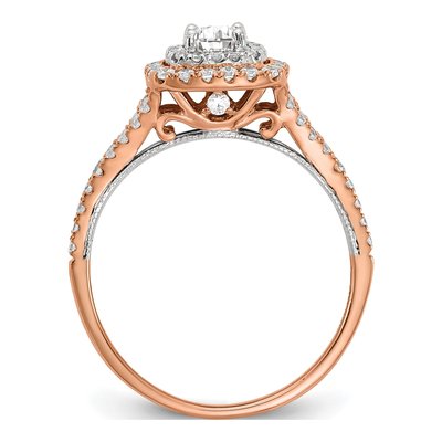 14K Two-Tone Gold Double Halo Diamond Engagement Ring Semi-Mount – view 2
