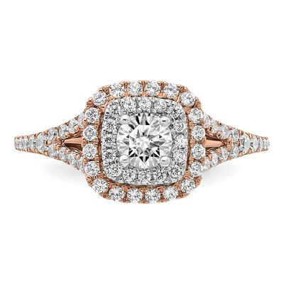 14K Two-Tone Gold Double Halo Diamond Engagement Ring Semi-Mount – view 4