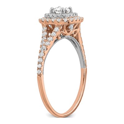 14K Two-Tone Gold Double Halo Diamond Engagement Ring Semi-Mount – view 6
