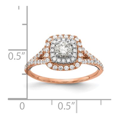 14K Two-Tone Gold Double Halo Diamond Engagement Ring Semi-Mount – view 8