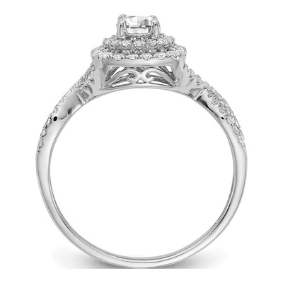 14K White Gold Double Halo Diamond Engagement Ring Semi-Mount – view 2