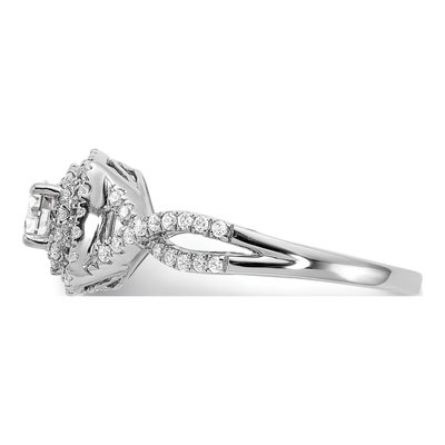 14K White Gold Double Halo Diamond Engagement Ring Semi-Mount – view 3